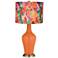Celosia Orange Multi-Color Feather Print Shade Anya Lamp