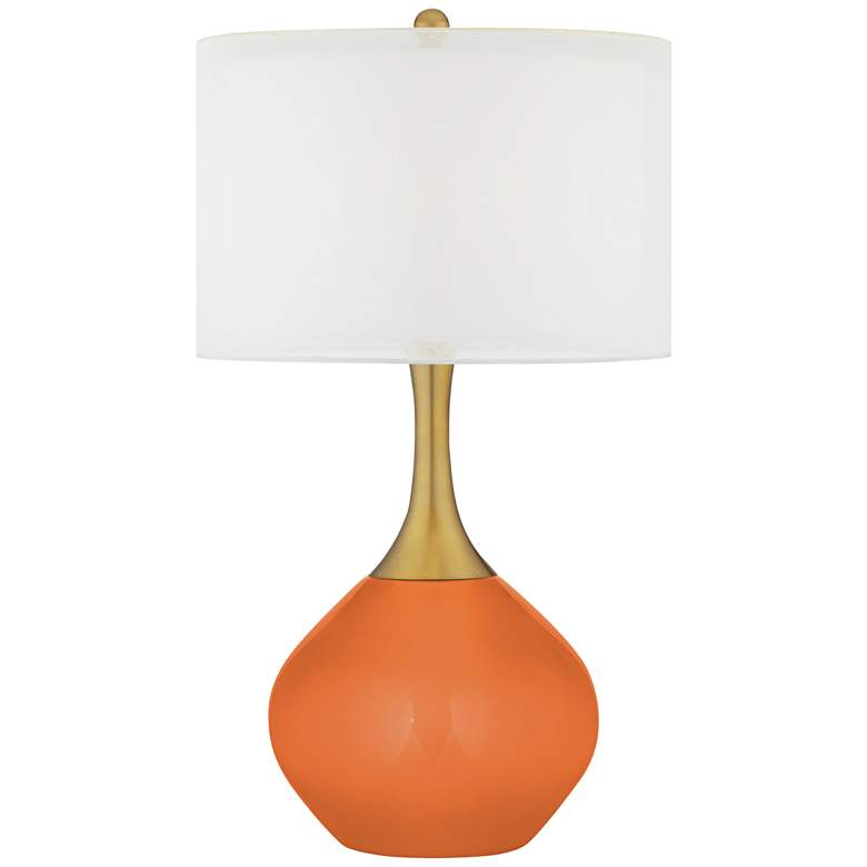 Image 1 Celosia Orange Nickki Brass Modern Table Lamp
