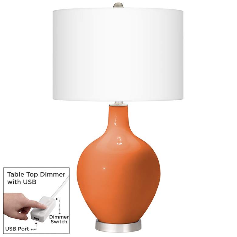 Image 1 Celosia Orange Ovo Table Lamp With Dimmer