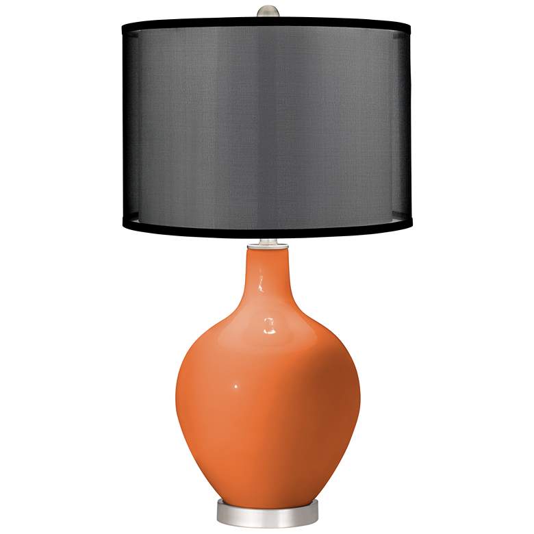 Image 1 Celosia Orange Ovo Table Lamp with Organza Black Shade