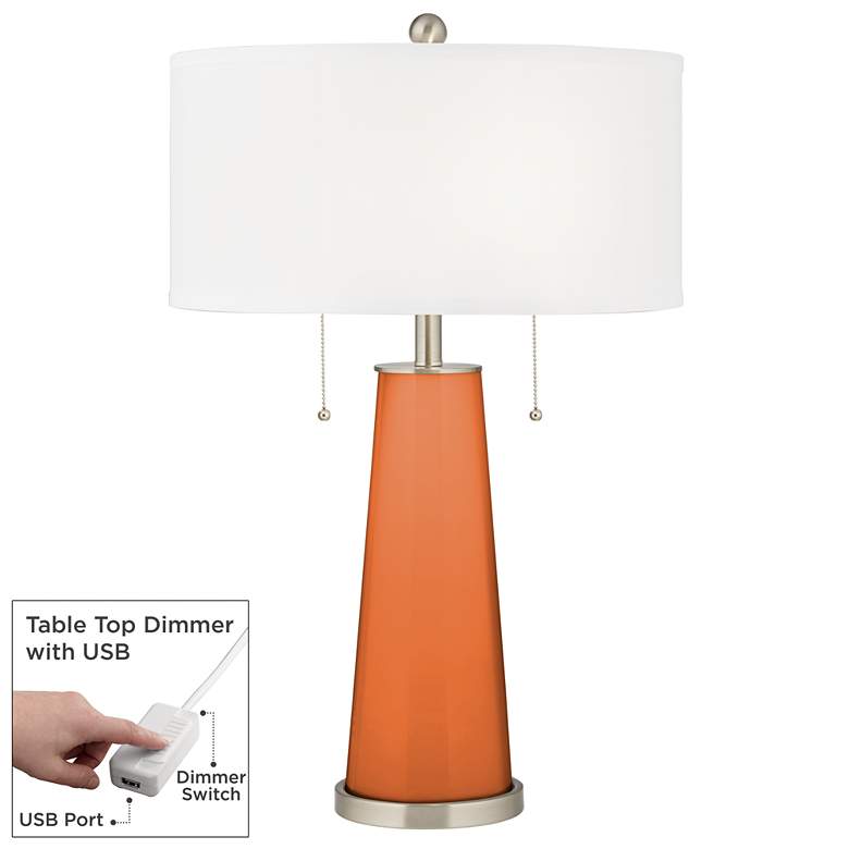 Image 1 Celosia Orange Peggy Glass Table Lamp With Dimmer