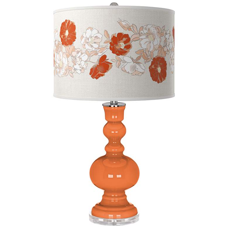 Celosia Orange Rose Bouquet Apothecary Table Lamp