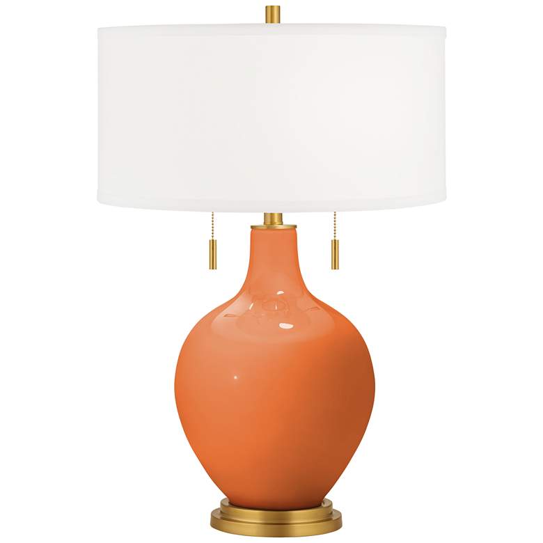 Image 2 Celosia Orange Toby Brass Accents Table Lamp with Dimmer