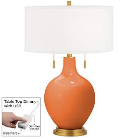 Image1 of Celosia Orange Toby Brass Accents Table Lamp with Dimmer