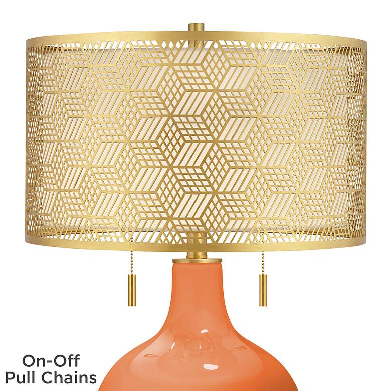 Image 2 Celosia Orange Toby Brass Metal Shade Table Lamp more views