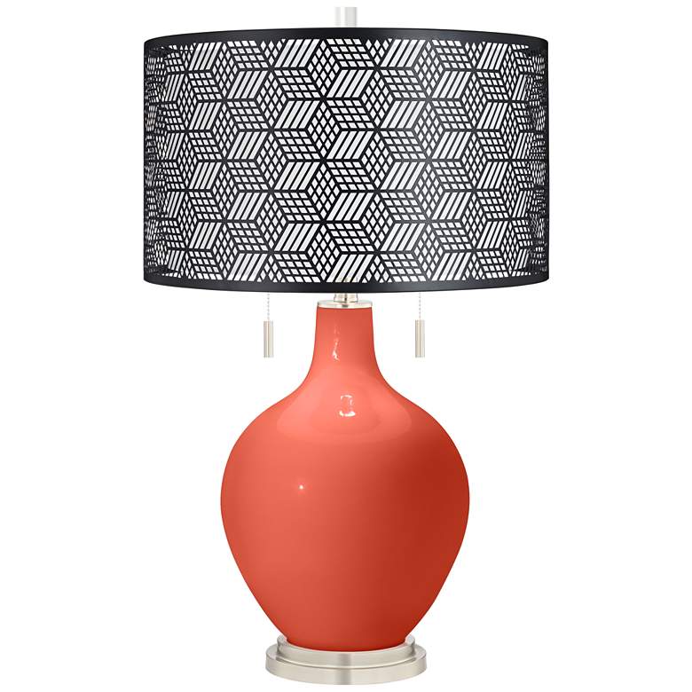 Image 1 Celosia Orange Toby Table Lamp With Black Metal Shade