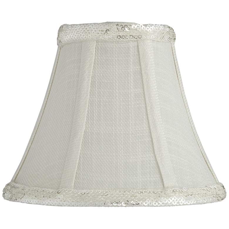 Image 1 Celta Off-White Sequin Trim Lamp Shade 3x6x5 (Clip-On)