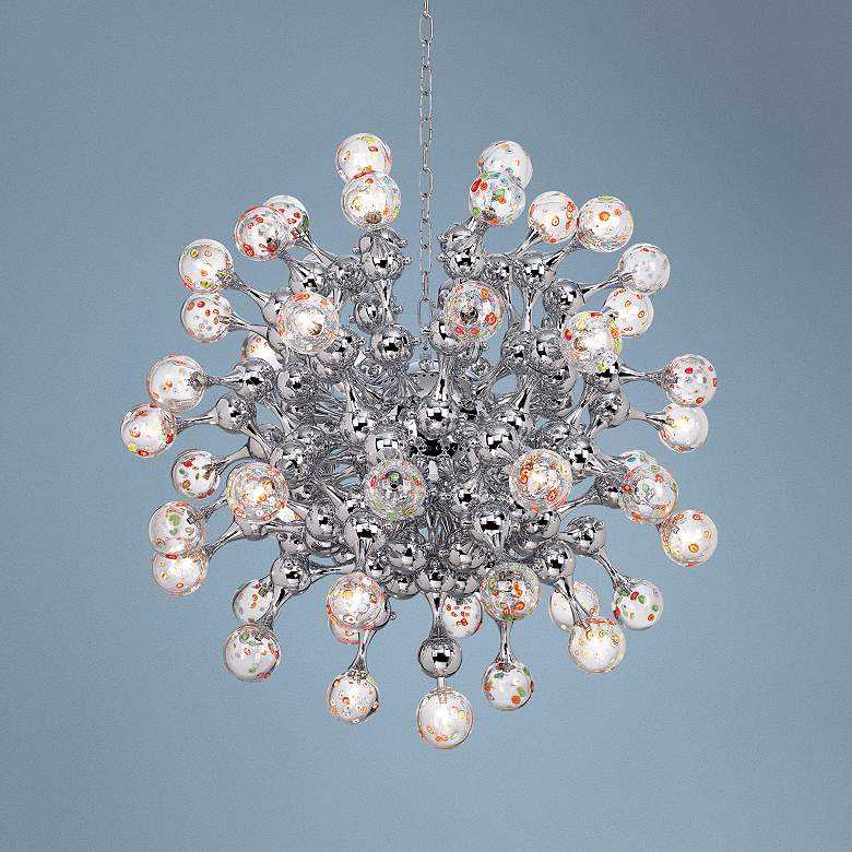 Image 1 Centauri Chrome Halogen Glass Globe Pendant Chandelier