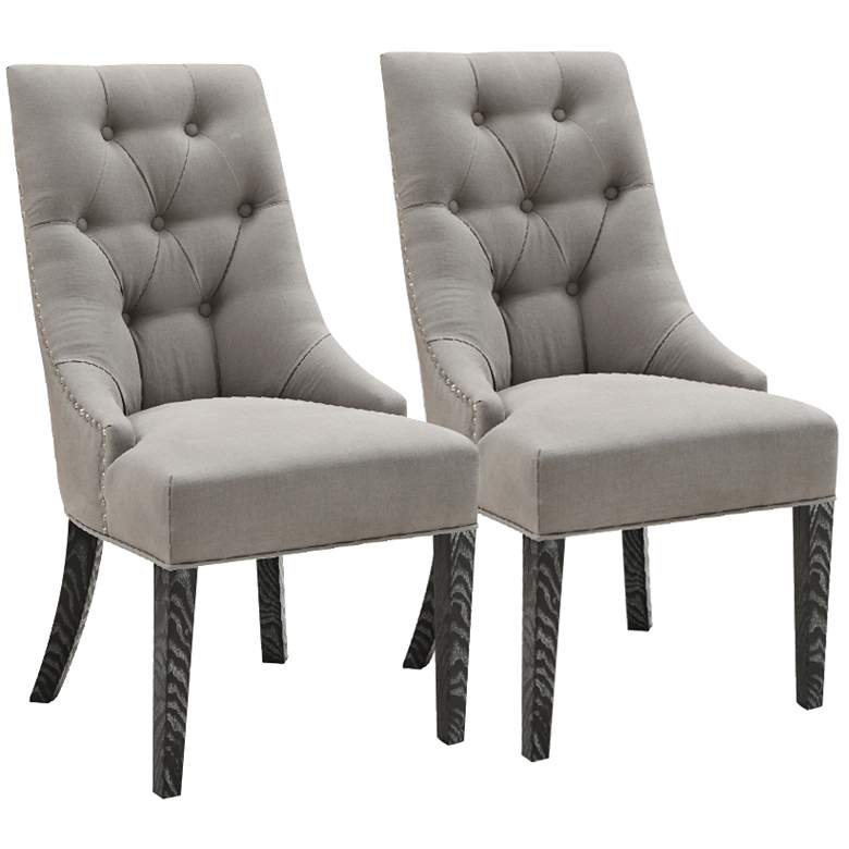 Image 1 Centennial Gray Tufted Linen Dining Chair Set of 2