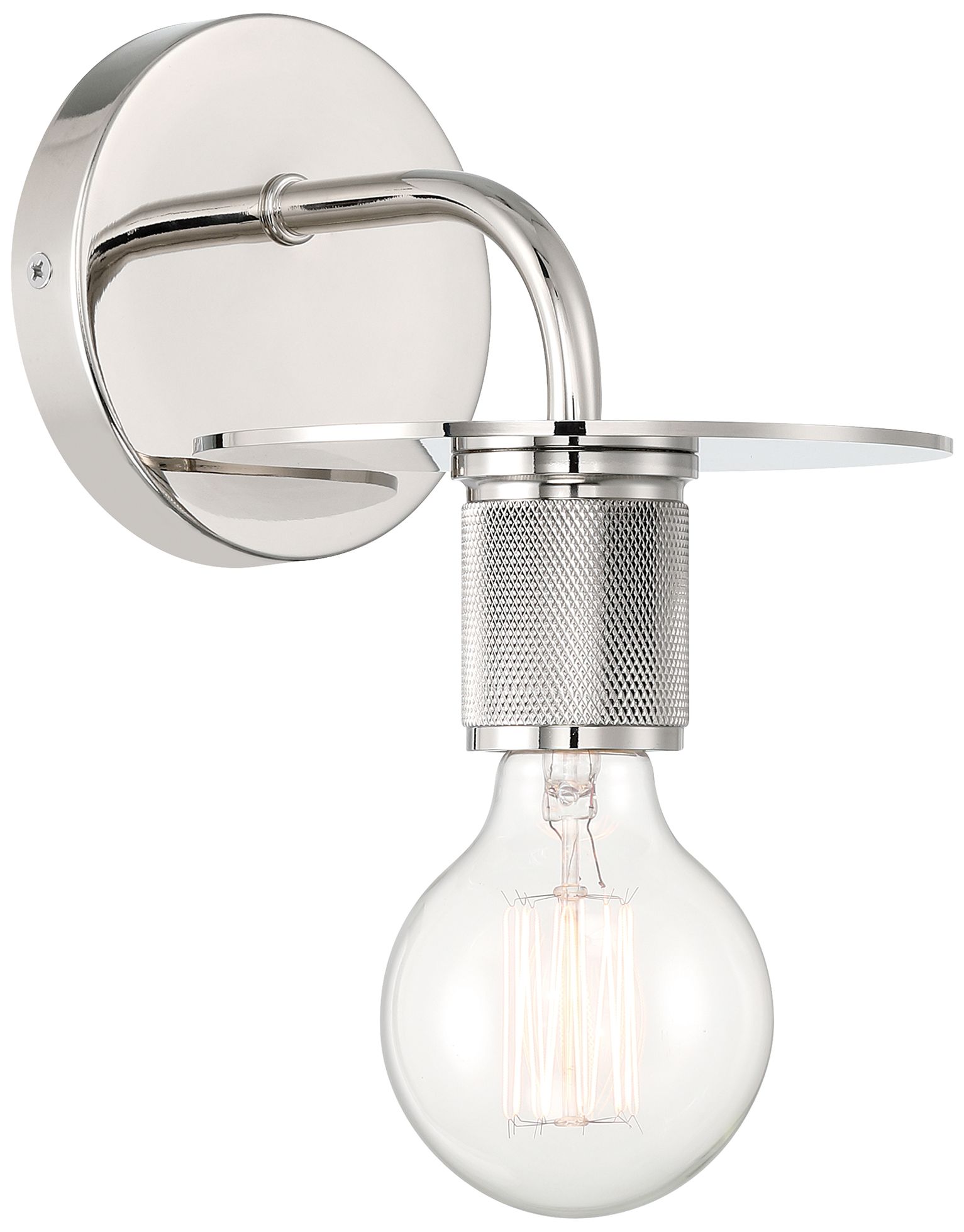 Central 6" High Polished Nickel Wall Sconce