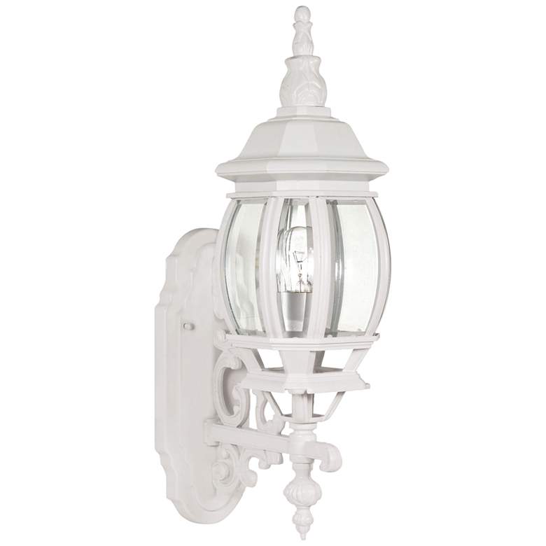 Image 2 Central Park 20 inch High White Upbridge Arm Outdoor Wall Light