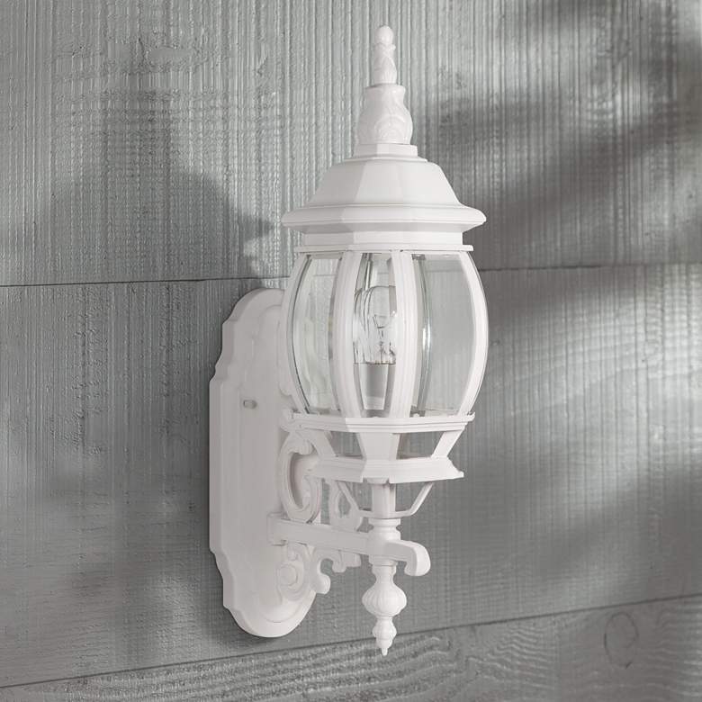 Image 1 Central Park 20 inch High White Upbridge Arm Outdoor Wall Light