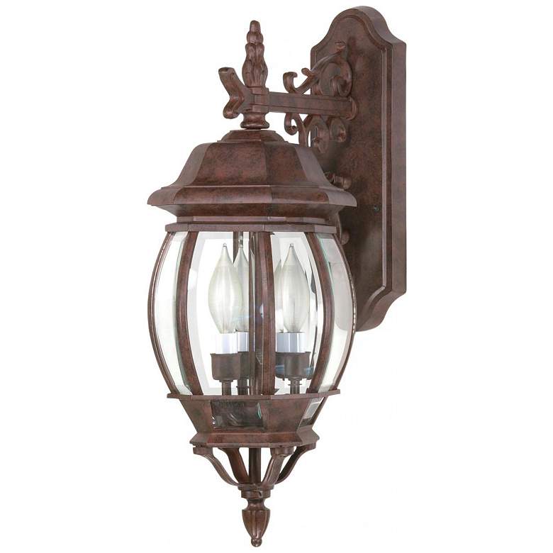 Image 1 Central Park; 3 Light; 22 in.; Wall Lantern with Clear Beveled Glass