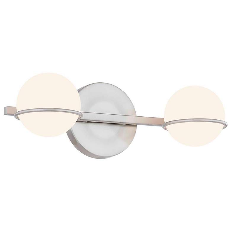 Image 1 Centric 14.25" Wide 2.Light Brushed Nickel Bath Bar With Opal Glass Sh