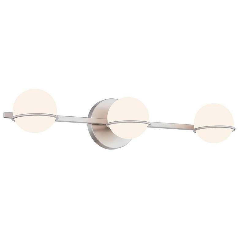 Image 1 Centric 23 inch Wide 3.Light Brushed Nickel Bath Bar With Opal Glass Shade