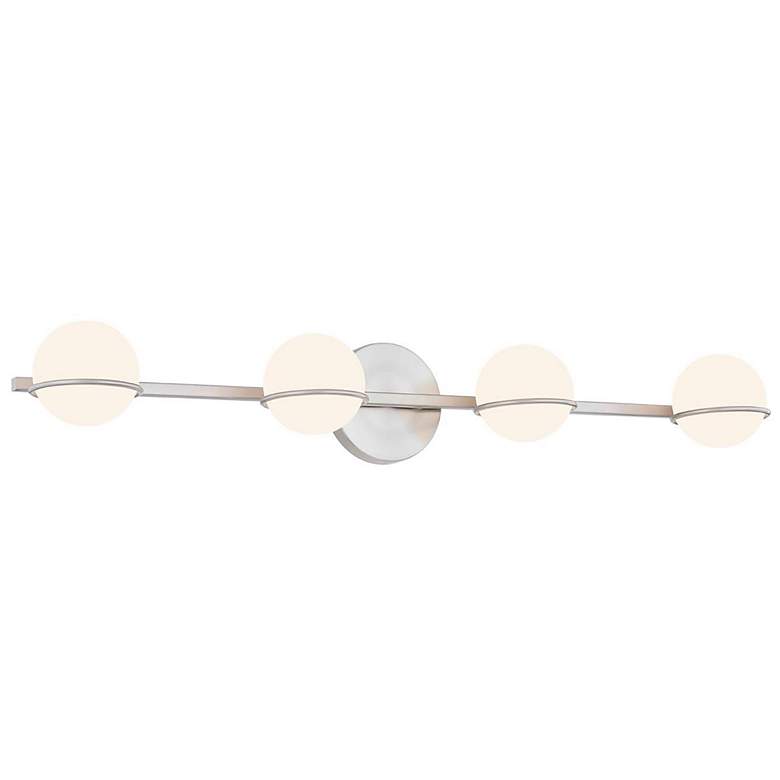 Image 1 Centric 32 inch Wide 4.Light Brushed Nickel Bath Bar With Opal Glass Shade