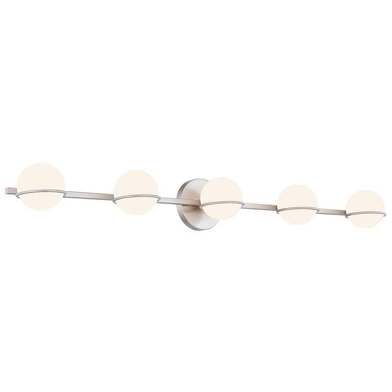 Image 1 Centric 41 inch Wide 5.Light Brushed Nickel Bath Bar With Opal Glass Shade