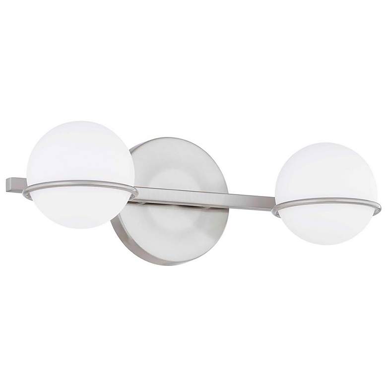 Image 2 Centric 5"H Brushed Nickel Opal Glass 2-Light Wall Sconce more views