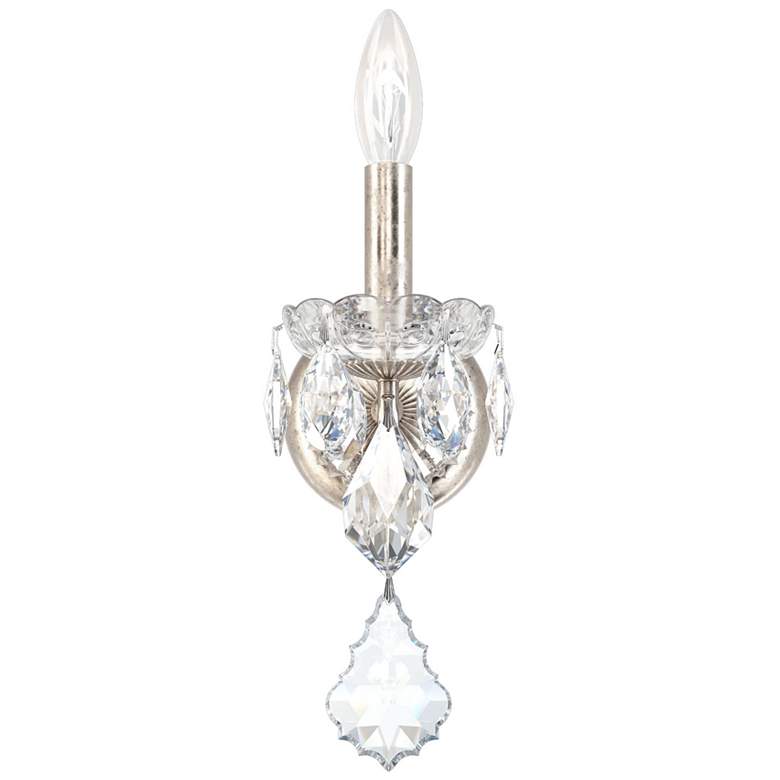 Image 1 Century 13"H x 4.5"W 1-Light Crystal Wall Sconce in Antique Silve