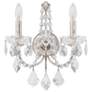 Century 14"H x 12"W 2-Light Crystal Wall Sconce in Antique Silver