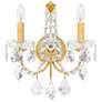 Century 14"H x 12"W 2-Light Crystal Wall Sconce in Heirloom Gold