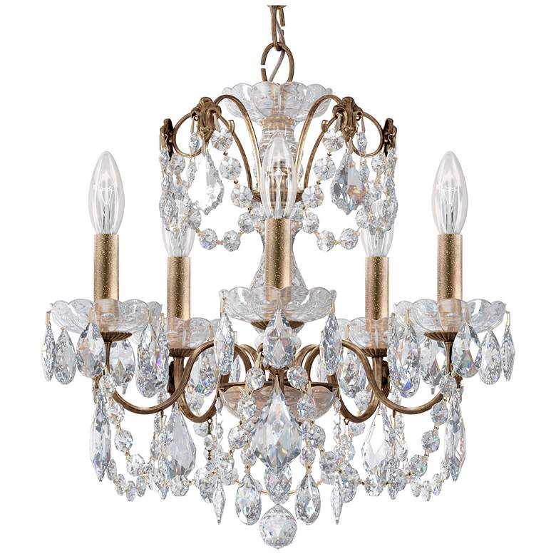 Image 1 Century 17"H x 17"W 5-Light Crystal Chandelier in Etruscan Gold