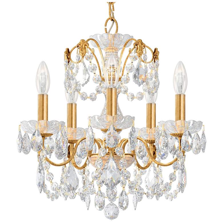 Image 1 Century 17 inchH x 17 inchW 5-Light Crystal Chandelier in Heirloom Gold