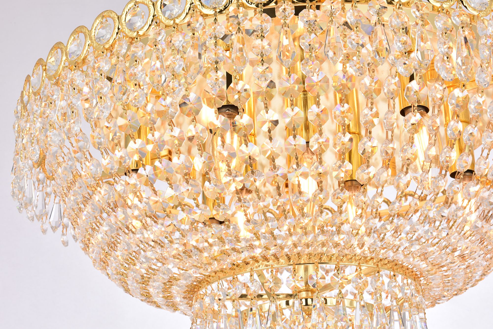 Century 20" Wide Gold and Clear Crystal Ceiling Light in scene