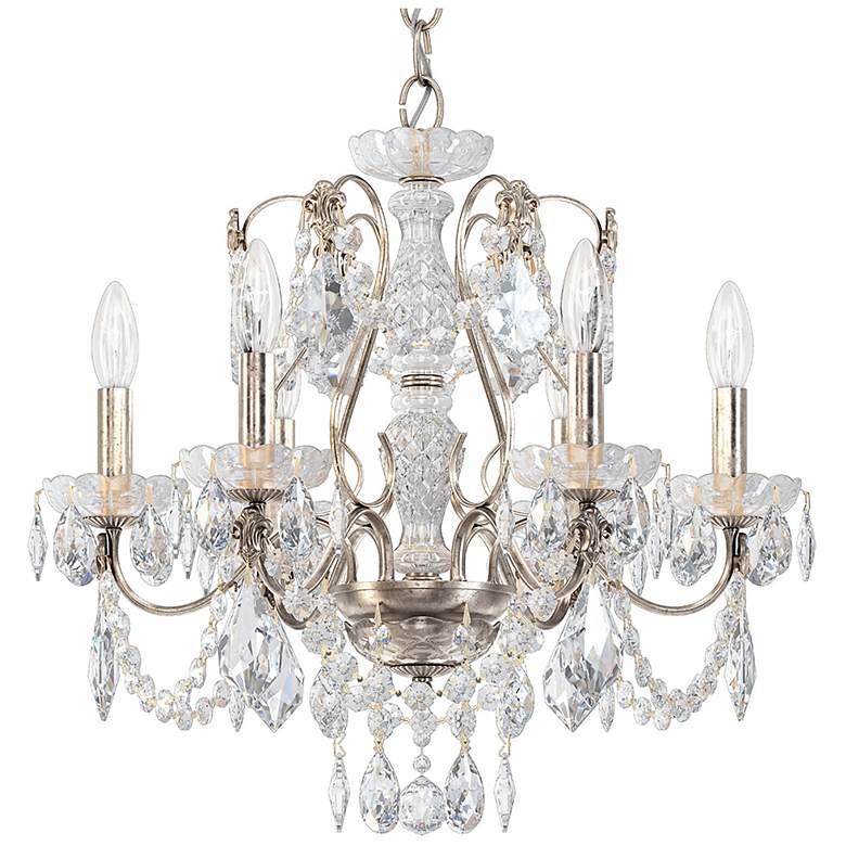 Image 2 Century 20"H x 21"W 6-Light Crystal Chandelier in Antique Silver