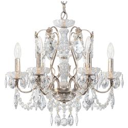 Century 20"H x 21"W 6-Light Crystal Chandelier in Antique Silver