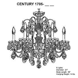 Image5 of Century 20"H x 21"W 6-Light Crystal Chandelier in French Gold more views