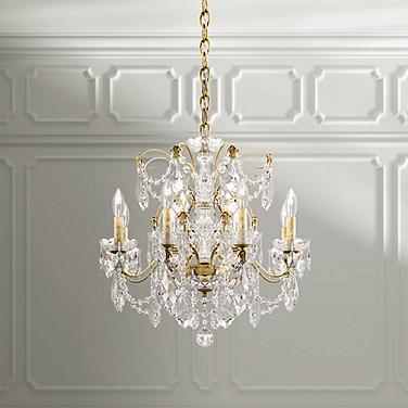 Century 21.5"H x 24"W 8-Light Crystal Chandelier in French Gold