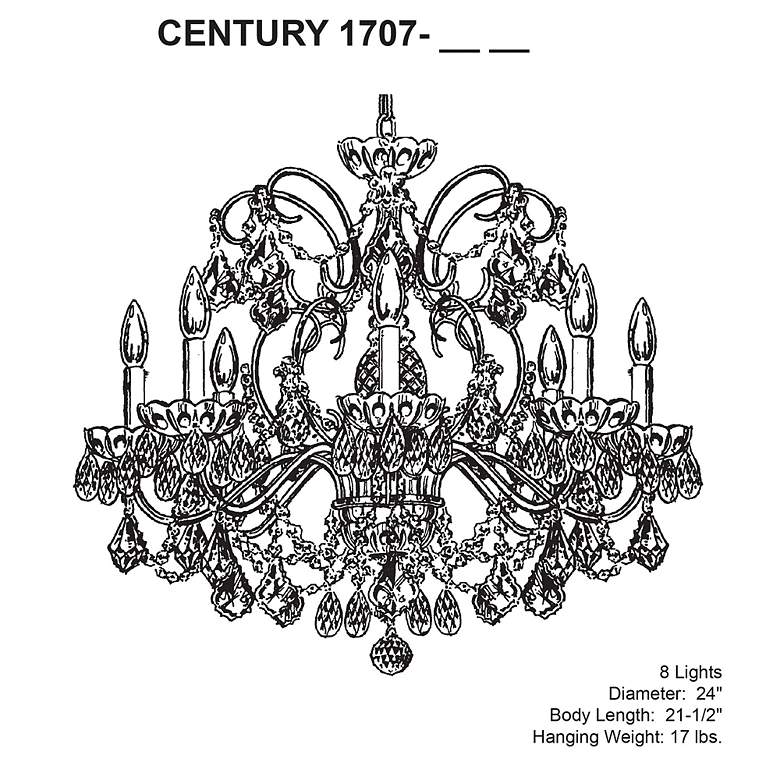 Image 5 Century 21.5"H x 24"W 8-Light Crystal Chandelier in French Gold more views
