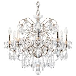 Century 22"H x 26"W 9-Light Crystal Chandelier in Antique Silver