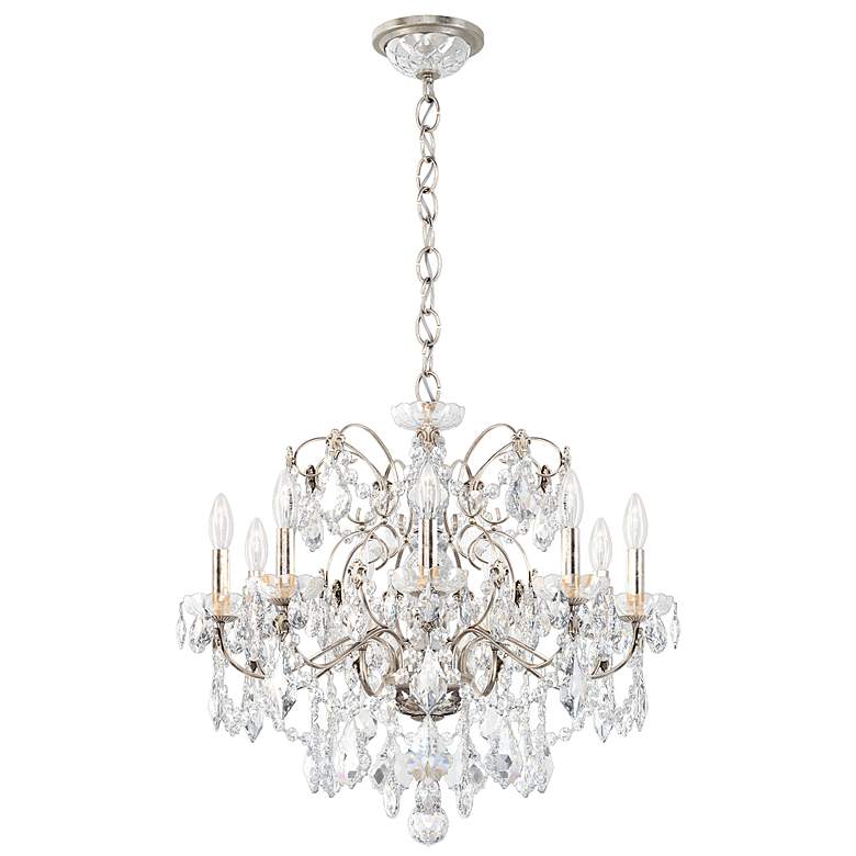 Image 6 Century 22"H x 26"W 9-Light Crystal Chandelier in Antique Silver more views