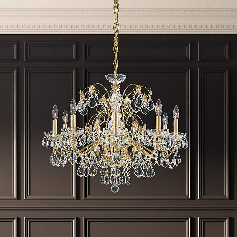 Image 1 Century 22"H x 26"W 9-Light Crystal Chandelier in Etruscan Gold