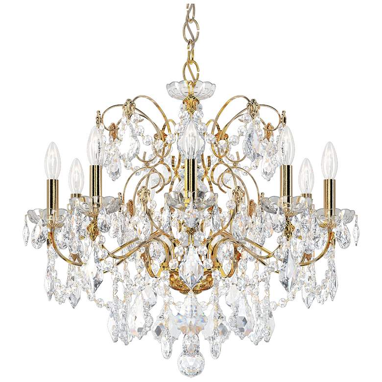 Image 1 Century 22 inchH x 26 inchW 9-Light Crystal Chandelier in Polished Gold