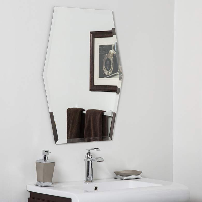 Image 1 Century 23" x 31" Hexagon Frameless Bathroom Wall Mirror