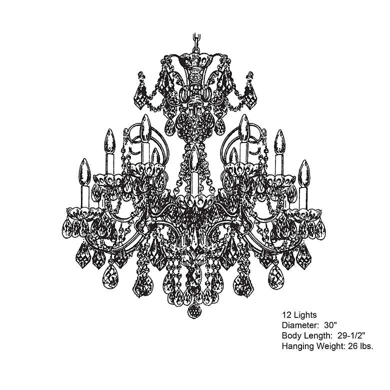 Image 4 Century 29.5"H x 30"W 12-Light Crystal Chandelier in Etruscan Gol more views