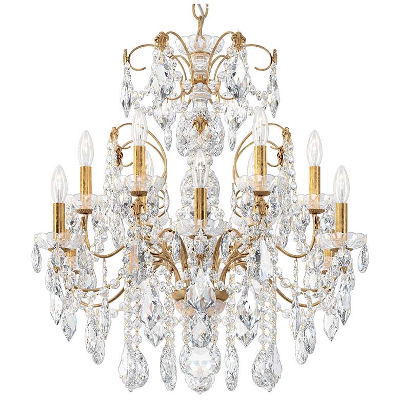 Image 2 Century 29.5"H x 30"W 12-Light Crystal Chandelier in French Gold