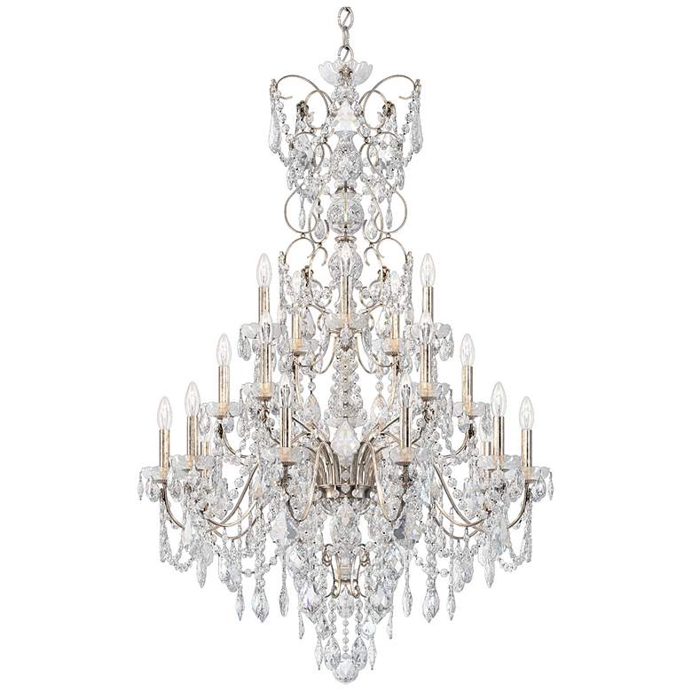 Image 1 Century 54.5"H x 37"W 20-Light Crystal Chandelier in Antique Silv