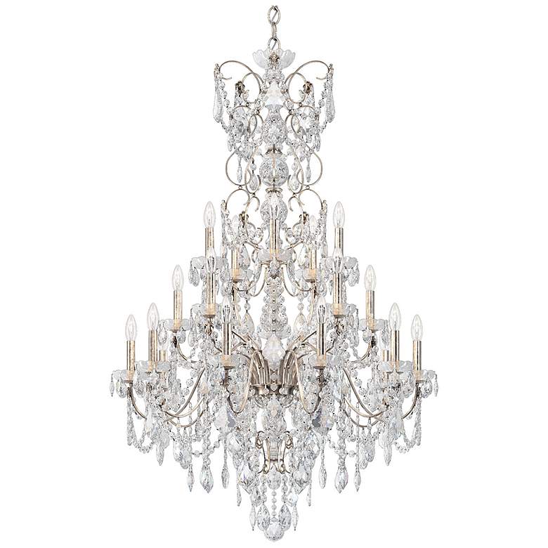 Image 2 Century 54.5"H x 37"W 20-Light Crystal Chandelier in Antique Silv
