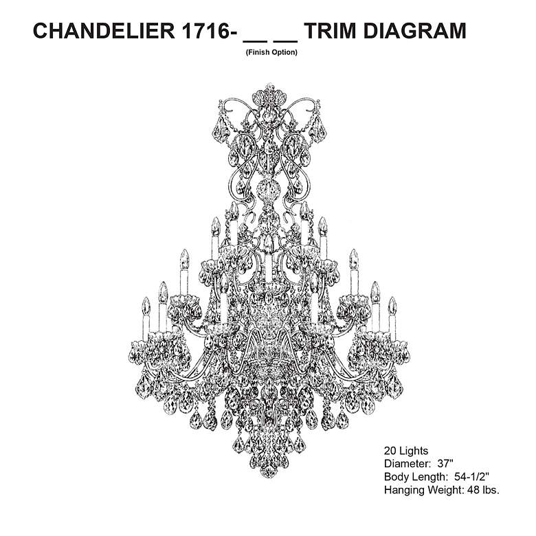 Image 5 Century 54.5"H x 37"W 20-Light Crystal Chandelier in French Gold more views