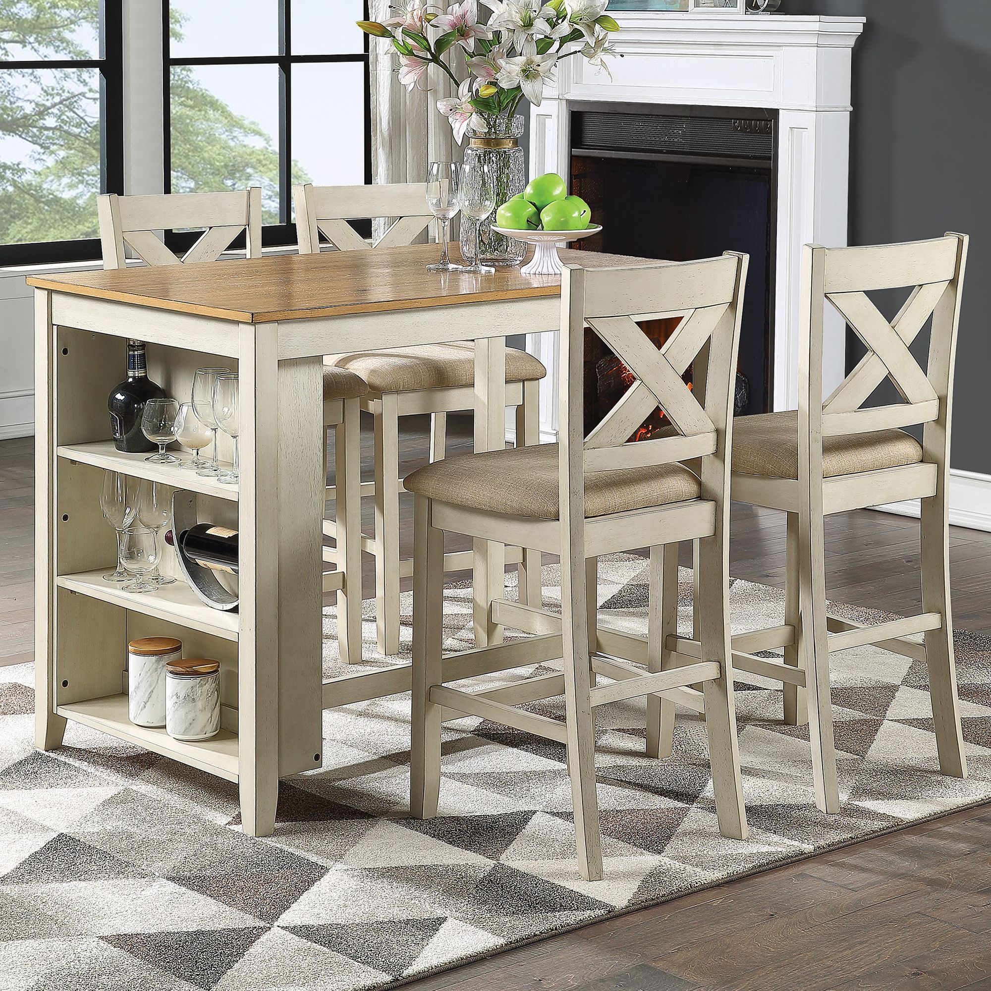 5 piece counter height dining set pub hot sale