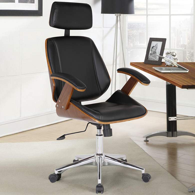 Image 1 Century Black Faux Leather Adjustable Swivel Office Chair