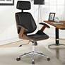 1_Century Black Faux Leather Adjustable Swivel Office Chair
