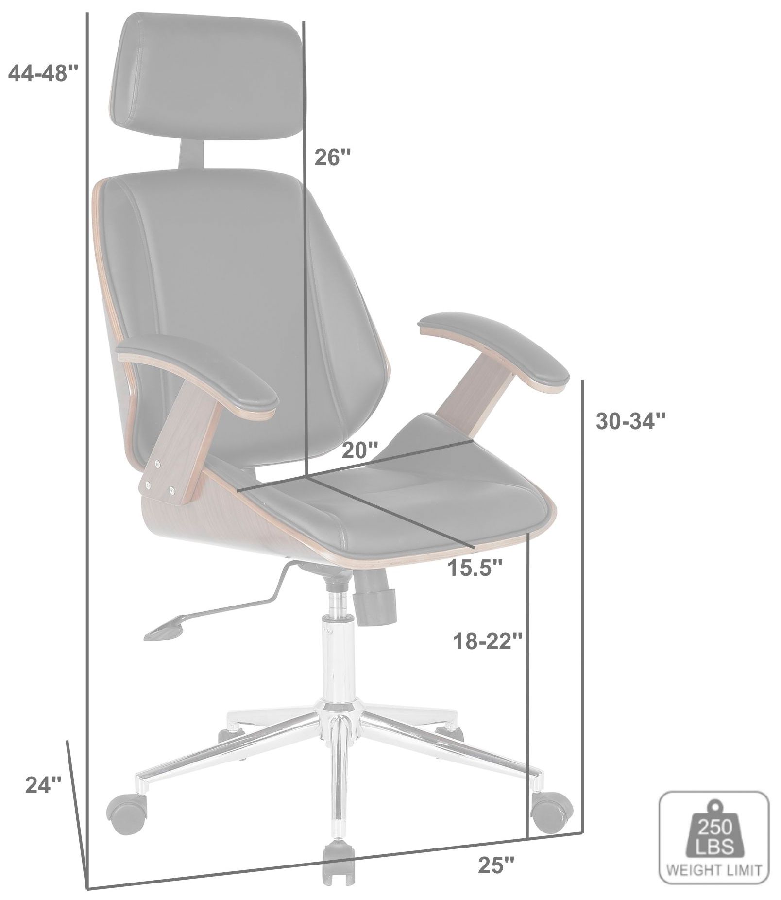 Image 6 Century Black Faux Leather Adjustable Swivel Office Chair more views