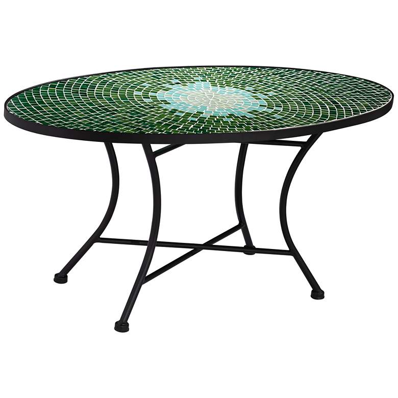 Image 1 Century Green Mosaic Oval Outdoor Coffee Table