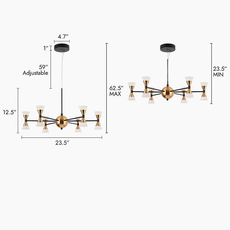 Image 5 Cepeaul 23 1/2" Wide Matte Black and Brass LED Chandelier more views