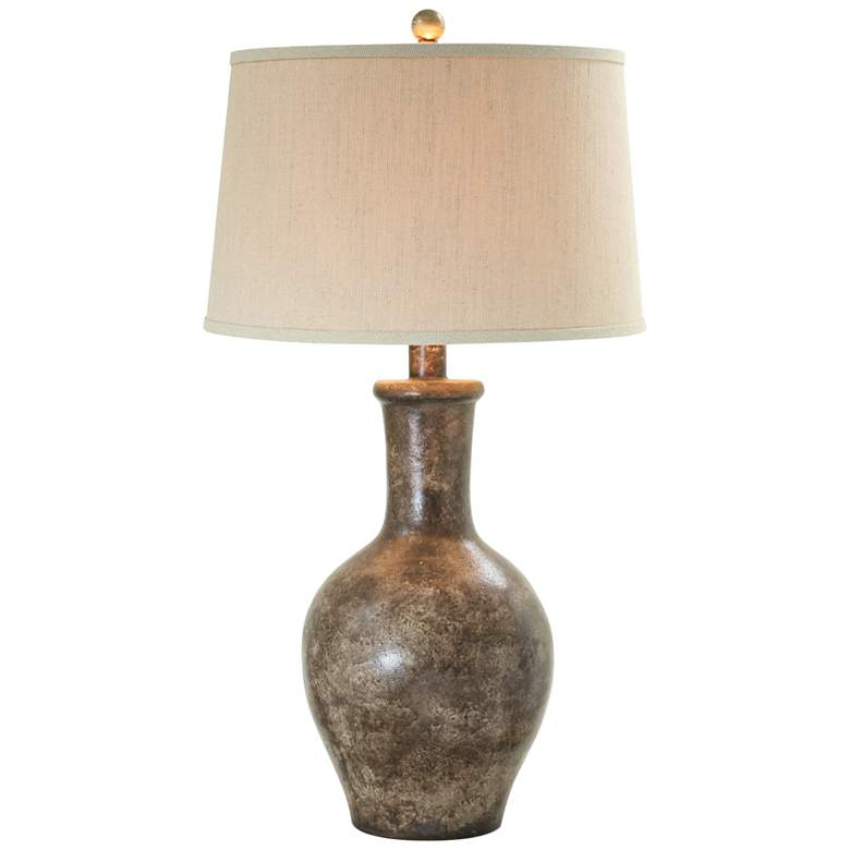 Image 1 Cepeda Cordovan Brown Hydrocal Vase Table Lamp
